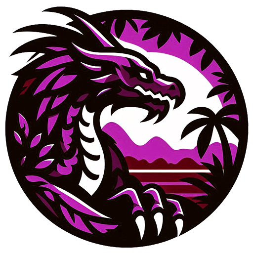 two toes dicespelled logo full 512x512 a purple dragon in the jungle logo for dicespelled
